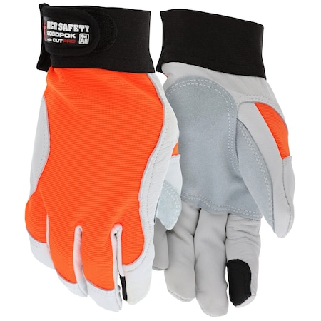 Mcr Safety Gloves, MT Goat w/Cow DPalm & Kevlar Liner L, PR 906DPOKL